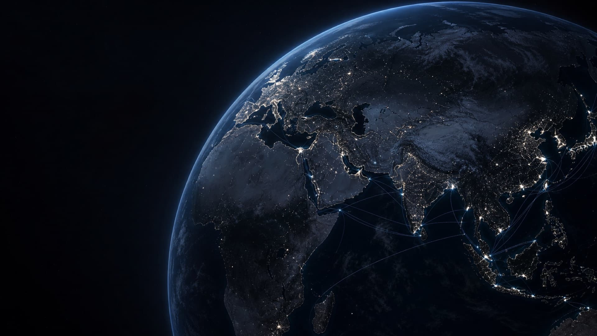 夜间地球与全球贸易连接网络